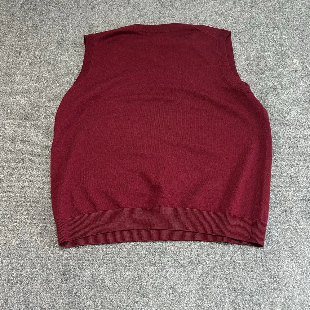Turnbury Extra Fine Merino Wool burgundy Sleeveless V-Neck Sweater Vest Men‎ Lg